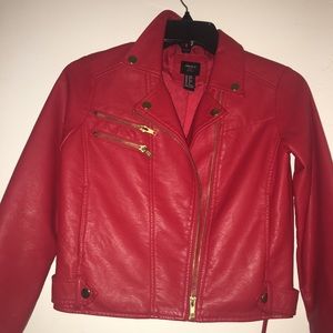 Forever 21 Girls Red Faux Leather Jacket
